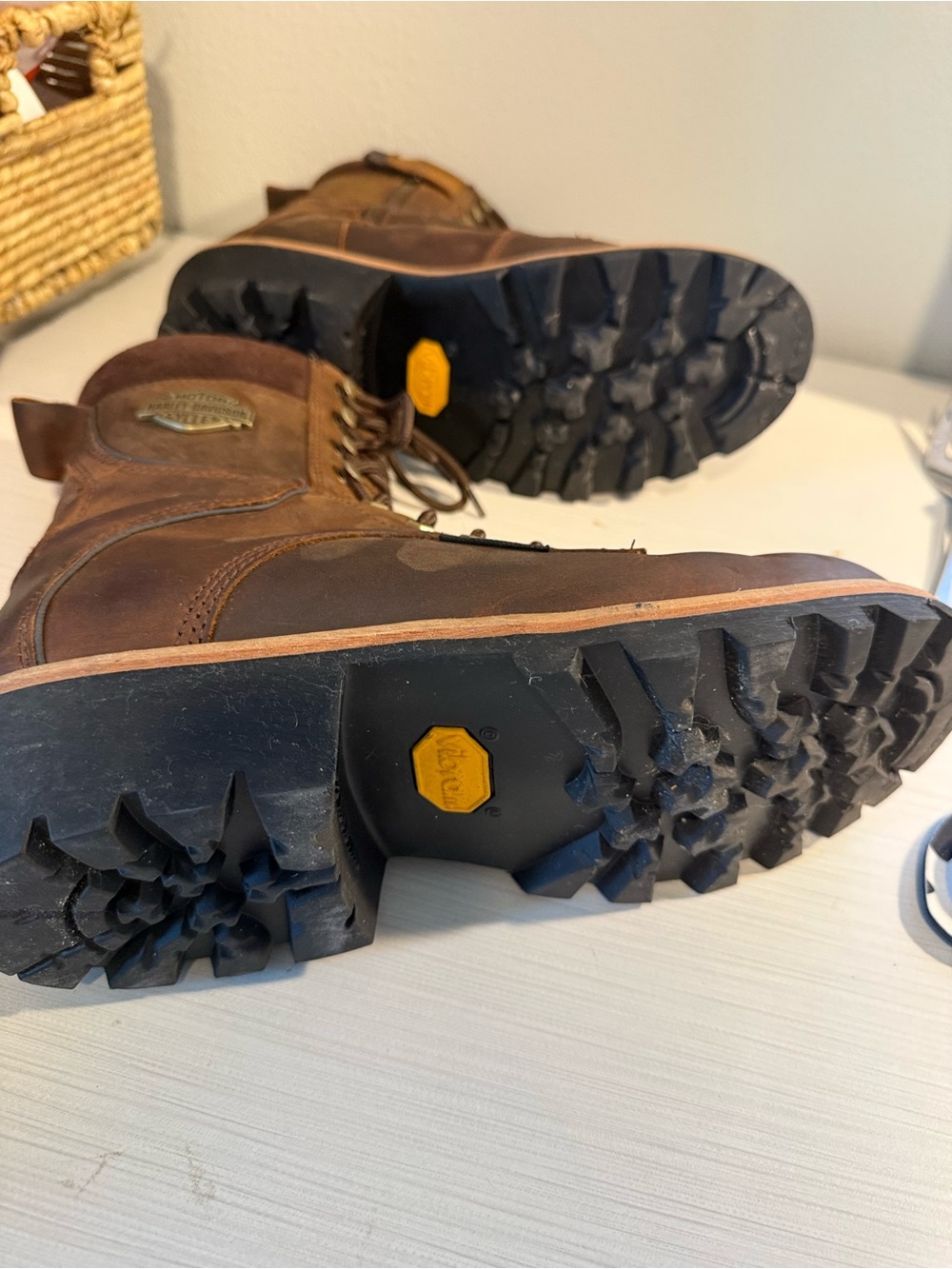 Harley-Davidson Brown Leather Lace-Up Work Boots Size 12 - Picture 3 of 6
